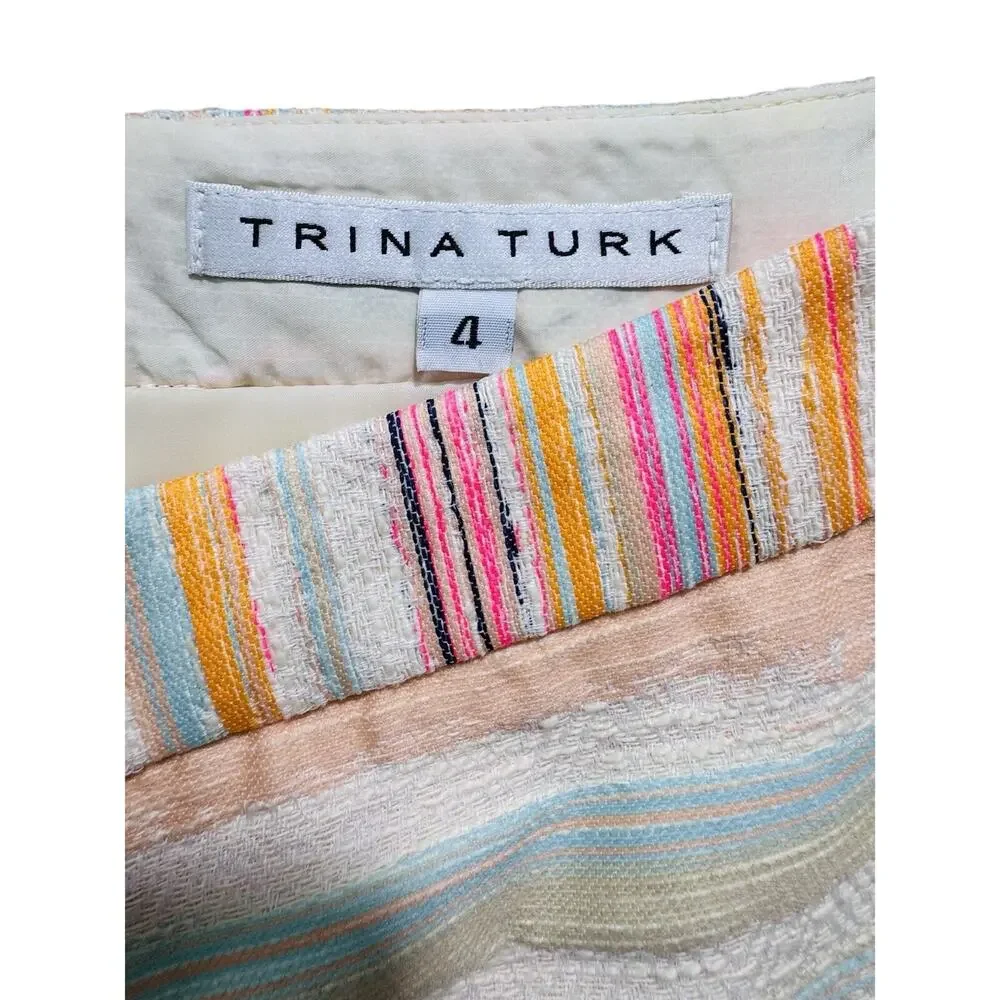 Trina Turk Colorful Striped Pencil Skirt Lined 4 Beachy Coastal Vaca